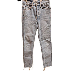 Re/Done Blue Buttonfly 90s High Rise‎ Cotton Women's Ankle Crop Jeans Size 24